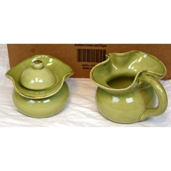 Southern Living Toscana Collection Ruffled Cream & Sugar Set Celery Green #40591 - Picture 2 of 11